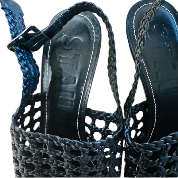 STAUD Black leather Woven Platform Sandals size 8 - Picture 7 of 11